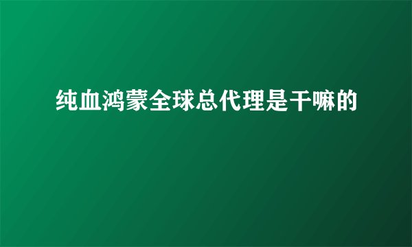 纯血鸿蒙全球总代理是干嘛的