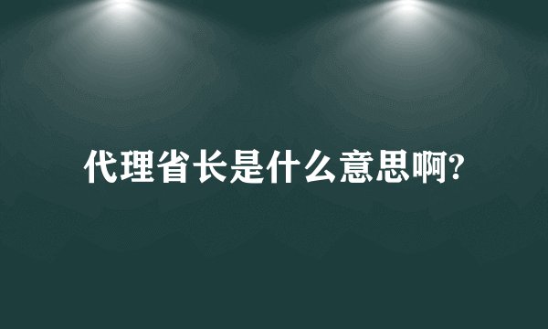 代理省长是什么意思啊?