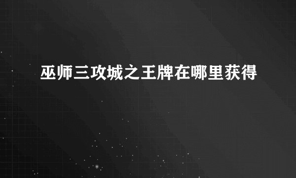 巫师三攻城之王牌在哪里获得