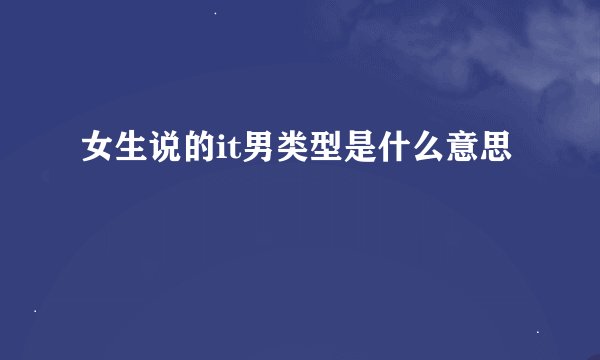 女生说的it男类型是什么意思