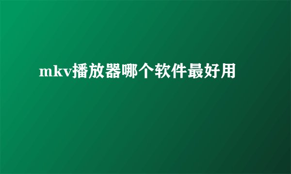mkv播放器哪个软件最好用