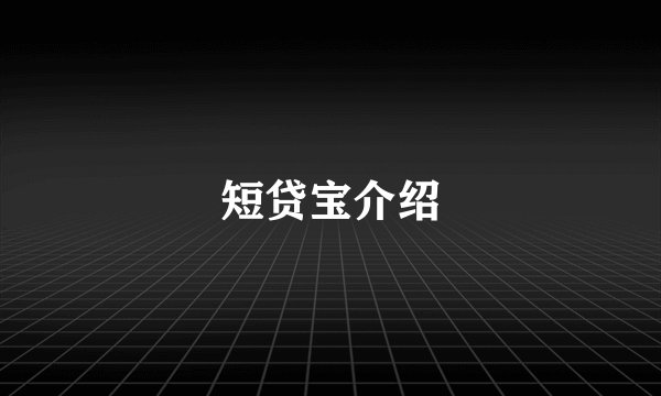 短贷宝介绍