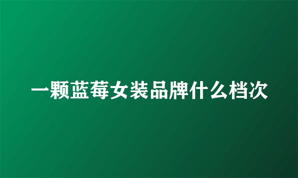一颗蓝莓女装品牌什么档次