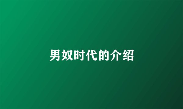 男奴时代的介绍