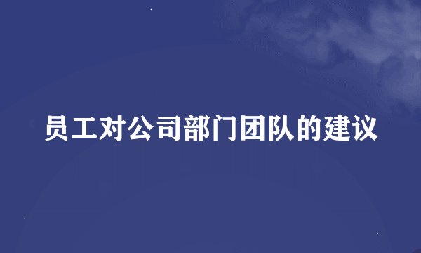 员工对公司部门团队的建议