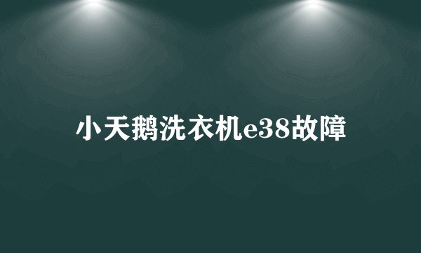 小天鹅洗衣机e38故障