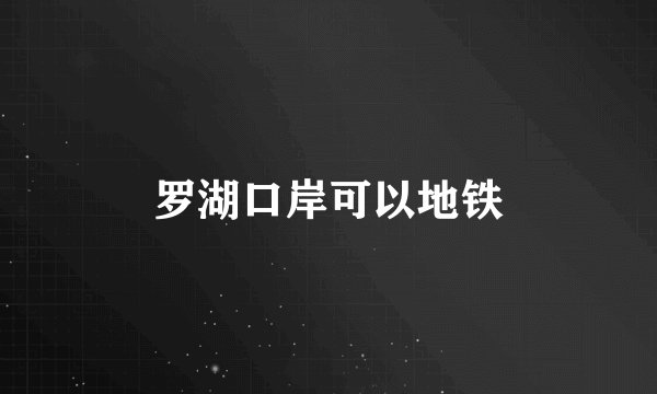 罗湖口岸可以地铁