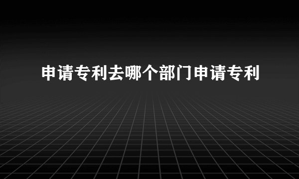 申请专利去哪个部门申请专利