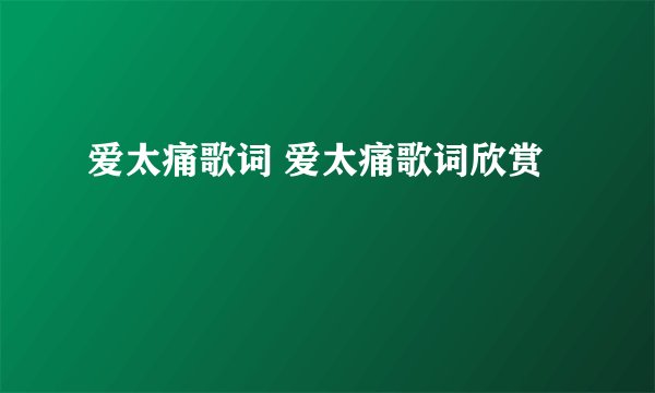 爱太痛歌词 爱太痛歌词欣赏