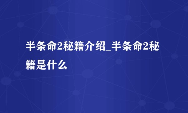 半条命2秘籍介绍_半条命2秘籍是什么