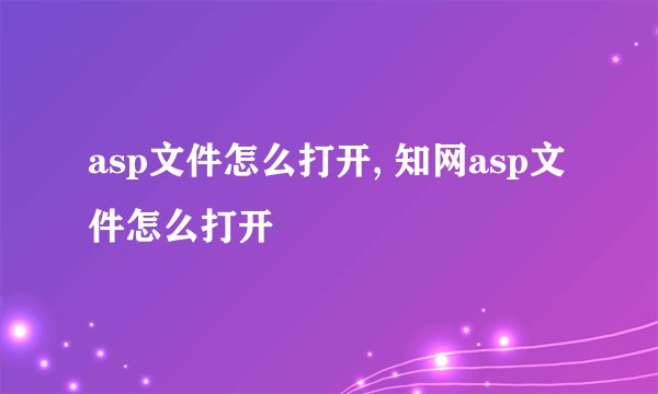 asp文件怎么打开, 知网asp文件怎么打开