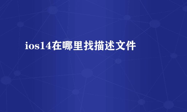ios14在哪里找描述文件