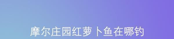 摩尔庄园红萝卜鱼在哪钓