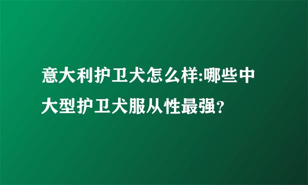 意大利护卫犬怎么样:哪些中大型护卫犬服从性最强？