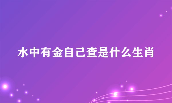 水中有金自己查是什么生肖