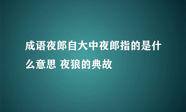 成语夜郎自大中夜郎指的是什么意思 夜狼的典故