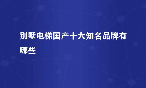别墅电梯国产十大知名品牌有哪些