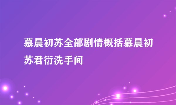慕晨初苏全部剧情概括慕晨初苏君衍洗手间
