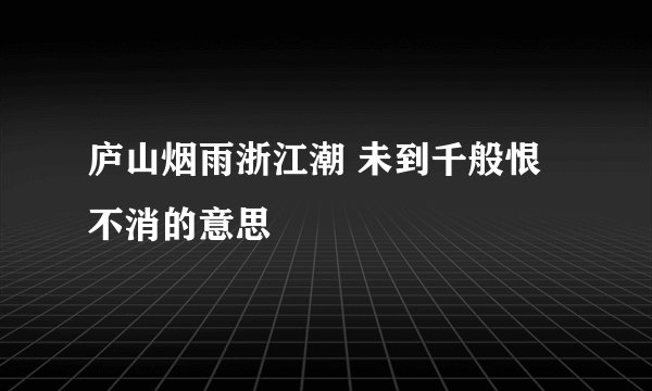 庐山烟雨浙江潮 未到千般恨不消的意思