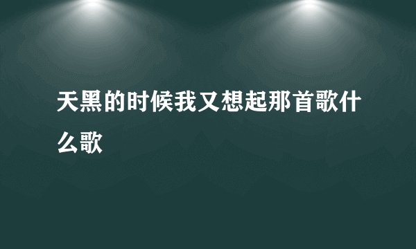 天黑的时候我又想起那首歌什么歌