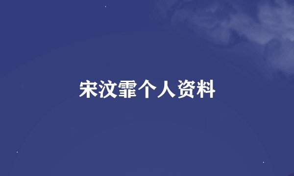 宋汶霏个人资料
