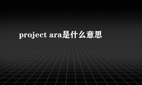 project ara是什么意思