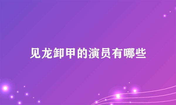 见龙卸甲的演员有哪些