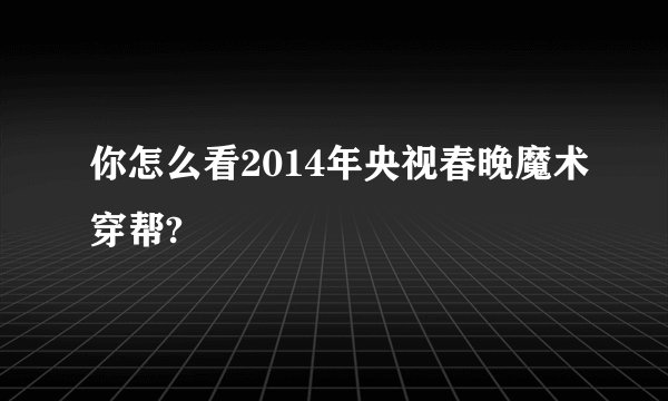 你怎么看2014年央视春晚魔术穿帮?