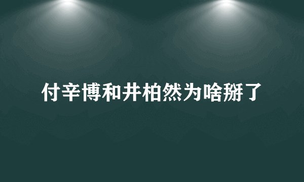 付辛博和井柏然为啥掰了