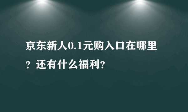 京东新人0.1元购入口在哪里?还有什么福利?