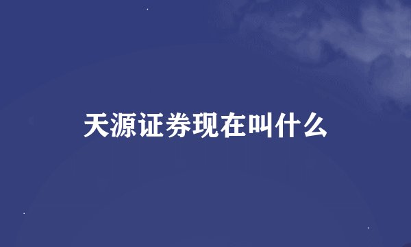 天源证券现在叫什么