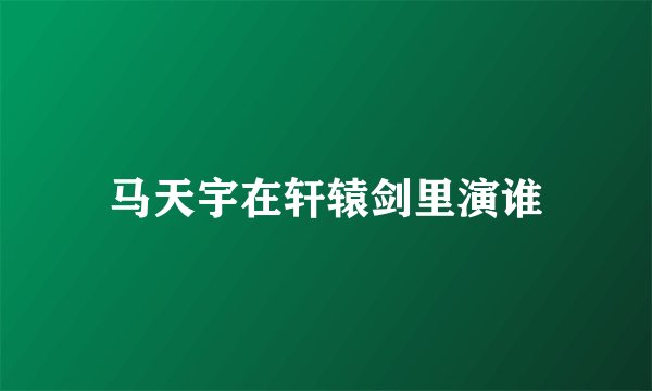 马天宇在轩辕剑里演谁