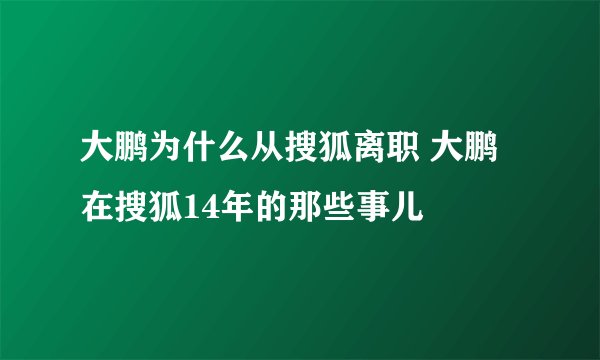 大鹏为什么从搜狐离职 大鹏在搜狐14年的那些事儿