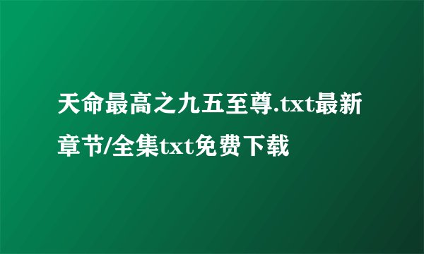 天命最高之九五至尊.txt最新章节/全集txt免费下载