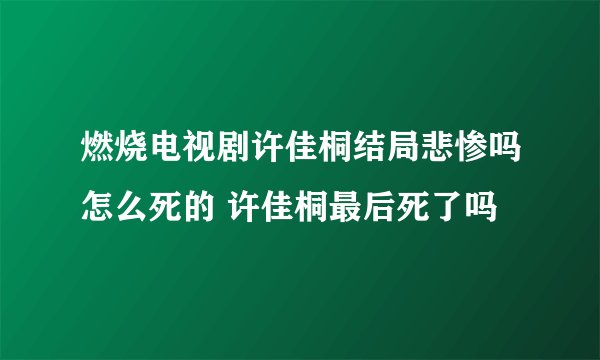 燃烧电视剧许佳桐结局悲惨吗怎么死的 许佳桐最后死了吗