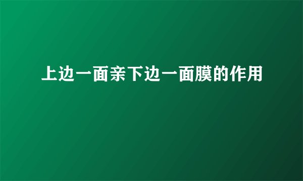 上边一面亲下边一面膜的作用