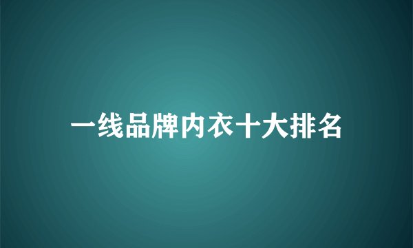 一线品牌内衣十大排名