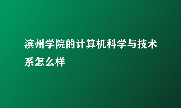 滨州学院的计算机科学与技术系怎么样