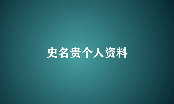 史名贵个人资料