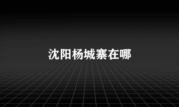沈阳杨城寨在哪