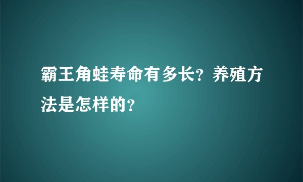 霸王角蛙寿命有多长？养殖方法是怎样的？
