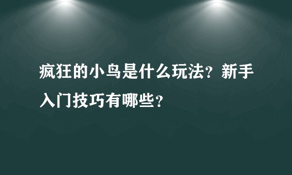 疯狂的小鸟是什么玩法？新手入门技巧有哪些？