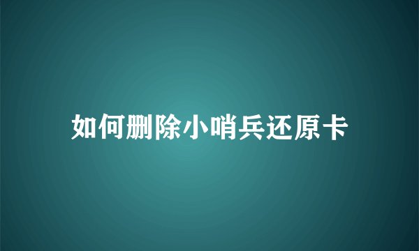 如何删除小哨兵还原卡
