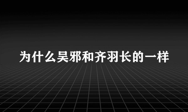 为什么吴邪和齐羽长的一样