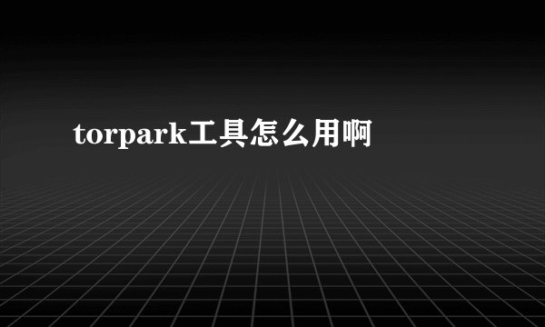 torpark工具怎么用啊