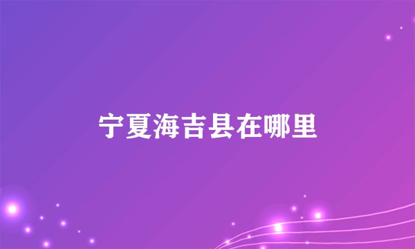 宁夏海吉县在哪里