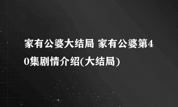 家有公婆大结局 家有公婆第40集剧情介绍(大结局)