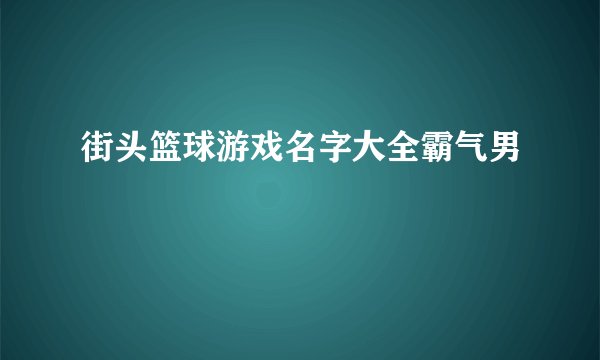 街头篮球游戏名字大全霸气男
