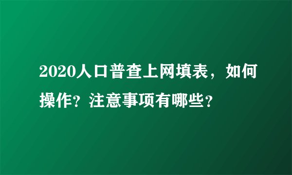 2020人口普查上网填表,如何操作?注意事项有哪些?