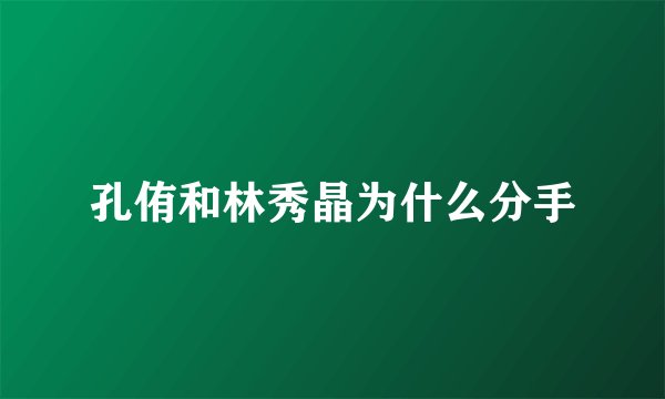 孔侑和林秀晶为什么分手